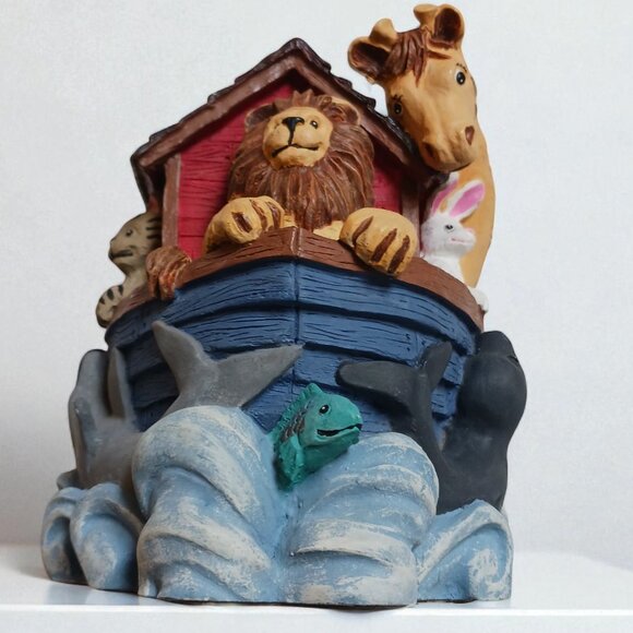 Vintage 1990s Noah's Ark Resin Bookends – Heavy Figi Graphics Set Nursery Decor - Picture 9 of 13
